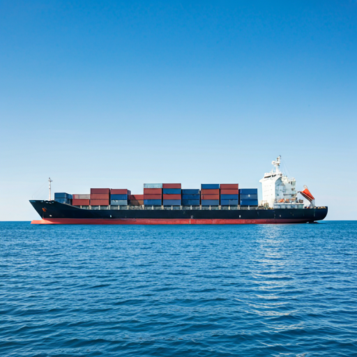 Cargo ship at sea with containers